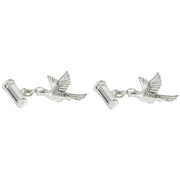 David Van Hagen Sterling Silver Pheasant and Gun Cartridge Cufflinks - Silver