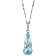 Elements Gold Teardrop Topaz Pendant - Blue/White Gold