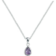 Elements Silver Amethyst Teardrop Pendant - Silver/Purple