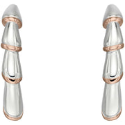 Elements Silver Bamboo Stem Half Hoop Earrings - Silver/Rose Gold