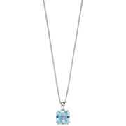 Elements Silver Cushion Topaz Pendant - Silver/Blue
