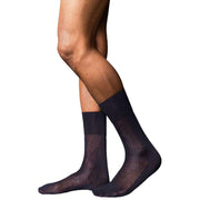 Falke No4 Pure Silk Midcalf Socks - Dark Navy