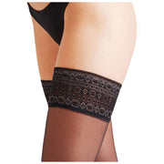 Falke Seidenglatt 15 Den Stay Up Transparent Stockings - Black