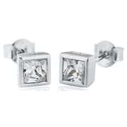 KJ Beckett Square Cubic Zirconia Stud Earrings - Silver