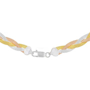 KJ Beckett Textured Plait Herringbone Necklace - Silver/Gold/Rose Gold