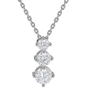 KJ Beckett Trilogy Cubic Zirconia Pendant Necklace - Silver