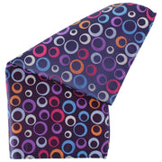 Knightsbridge Neckwear Circles and Stripe Silk Pocket Square - Dark Purple