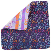 Knightsbridge Neckwear Circles and Stripe Silk Pocket Square - Dark Purple