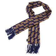 Knightsbridge Neckwear Paisley Aviator Silk Scarf - Navy