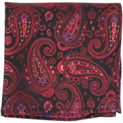 Knightsbridge Neckwear Paisley Silk Pocket Square - Black/Wine