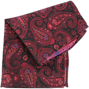 Knightsbridge Neckwear Paisley Silk Pocket Square - Black/Wine