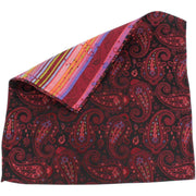 Knightsbridge Neckwear Paisley Silk Pocket Square - Black/Wine
