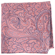 Knightsbridge Neckwear Paisley Silk Pocket Square - Pink/Blue