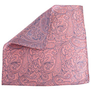 Knightsbridge Neckwear Paisley Silk Pocket Square - Pink/Blue