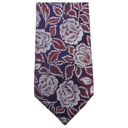 Knightsbridge Neckwear Tonal Floral Tie - Purple/Burgundy