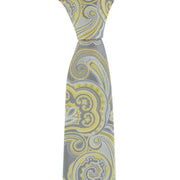 Michelsons of London Defined Paisley Polyester Tie and Pocket Square Set - Yellow