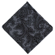 Michelsons of London Paisley Wool Pocket Square - Grey/Black
