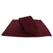 Michelsons of London Semi Plain Tie and Pocket Square Set - Dark Red