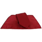 Michelsons of London Semi Plain Tie and Pocket Square Set - Red
