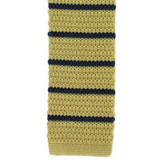Michelsons of London Silk Knitted Striped Skinny Tie - Yellow/Navy