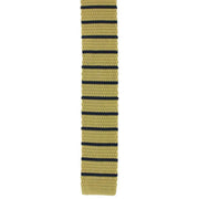 Michelsons of London Silk Knitted Striped Skinny Tie - Yellow/Navy