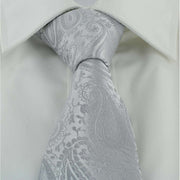 Michelsons of London Tonal Paisley Polyester Tie - Silver