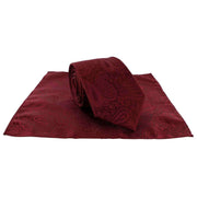 Michelsons of London Tonal Polyester Paisley Pocket Square and Tie Set - Dark Red
