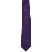 Michelsons of London Tonal Polyester Paisley Pocket Square and Tie Set - Purple