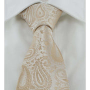 Michelsons of London Tonal Polyester Paisley Pocket Square and Tie Set - Taupe