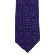 Michelsons of London Traditional Medallion Tie and Pocket Square Set - Purple
