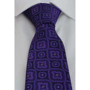 Michelsons of London Traditional Medallion Tie and Pocket Square Set - Purple