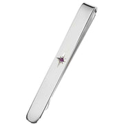 Orton West Silver Plated Ruby Detail Tie Slide - Silver