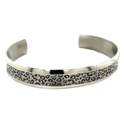 Ti2 Titanium Leopard Print Wide Concave Bangle - Silver/Brown