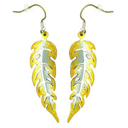 Ti2 Titanium Long Leaf Drop Earrings - Yellow