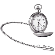 Woodford Celtic Knot Chrome Plated Full Hunter Quartz Pocket Watch - Silver/Black