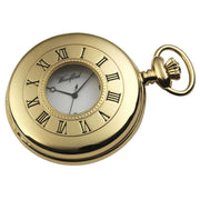 Woodford Gold Plated Roman Numeral Half Hunter Quartz Pocket Watch - Gold