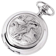 Woodford Golfer Chrome Plated Full Hunter Quartz Pocket Watch - Silver