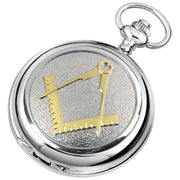 Woodford Masonic Chrome Plated Double Full Hunter Skeleton Pocket Watch - Silver/Gold