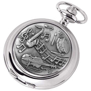 Woodford Musical Chrome Plated Full Hunter Quartz Pocket Watch - Silver