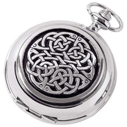 Woodford Never Ending Knot Chrome Plated Full Hunter Quartz Pocket Watch - Silver/Black