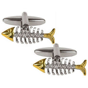 Zennor 2 Tone Fish Bone Cufflinks - Gold/Silver