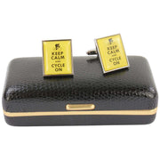Zennor Keep Calm and Cycle On Cufflinks - Yellow