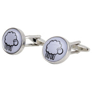 Zennor Sheep Illustration Cufflinks - White/Silver